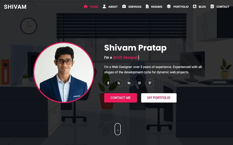 Shivam - Personal Portfolio and Resume/CV Landing page Template Landing Page Template
