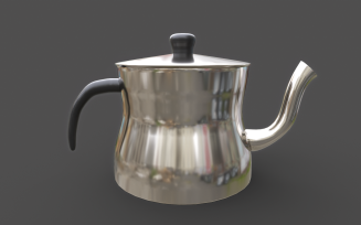 Steel teapot Low-poly 3D model