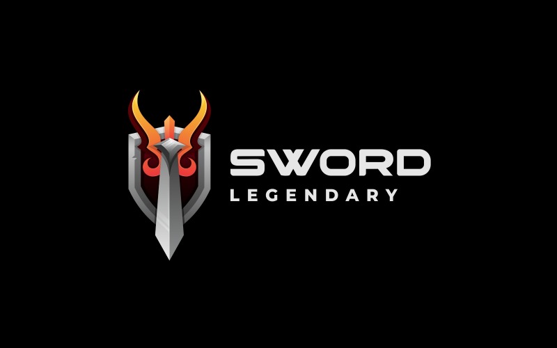 Sword Gradient Logo Design Logo Template