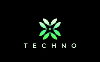 Tech Leaf X Gradient Letter Logo