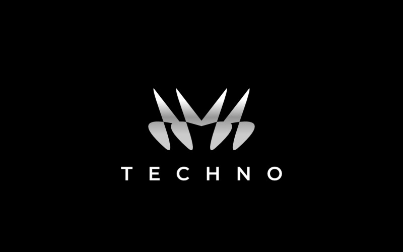 Tech Silver M Gradient Logo Logo Template