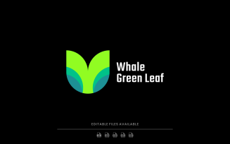 Whale Green Leaf Simple Logo