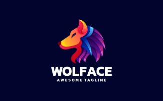 Wolf Face Gradient Colorful Logo