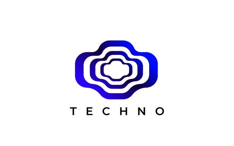 Abstract Tech Gradient Blue Logo Template