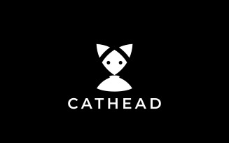 Cat Head Simple Flat Logo