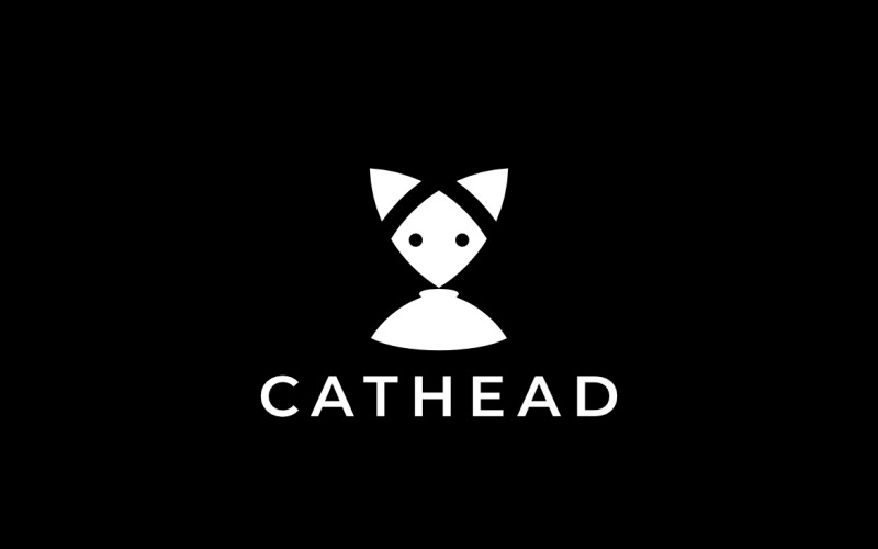 Cat Head Simple Flat Logo Logo Template