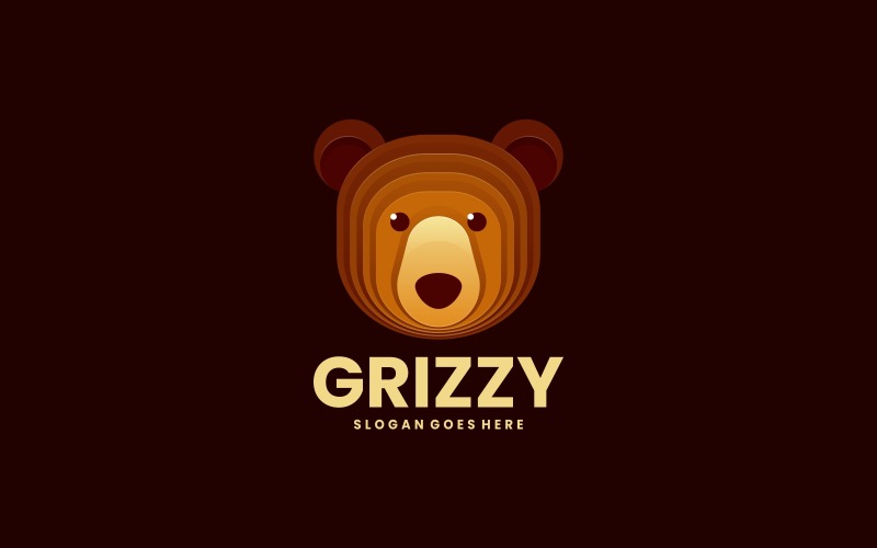 Grizzly Bear Gradient Logo Style Logo Template