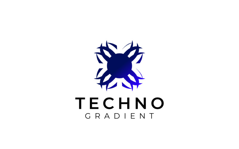 Letter X Tech Round Gradient Logo Logo Template