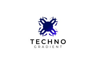 Letter X Tech Round Gradient Logo
