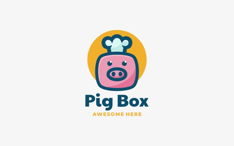 Pig Box Simple Mascot Logo Logo Template