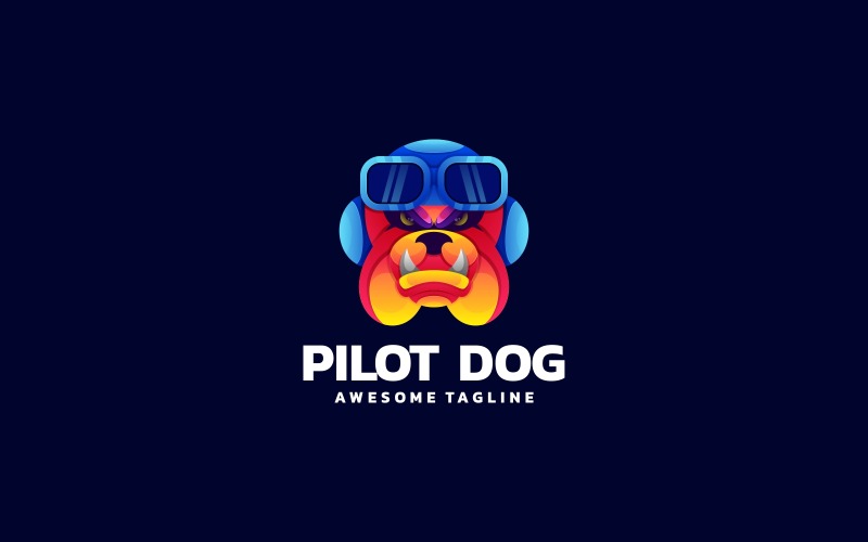 Pilot Dog Gradient Colorful Logo Logo Template