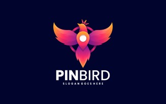 Pin Bird Gradient Logo Style