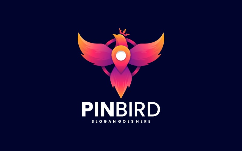 Pin Bird Gradient Logo Style Logo Template