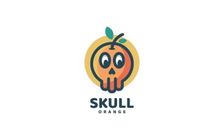 Skull Orange Simple Logo Style