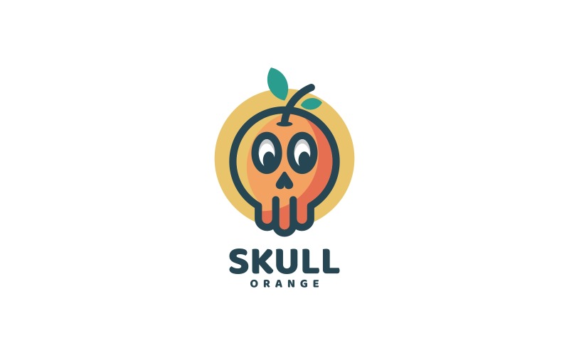 Skull Orange Simple Logo Style Logo Template