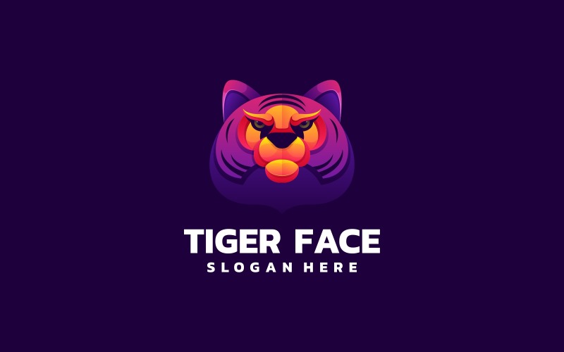 Tiger Face Gradient Logo Style Logo Template