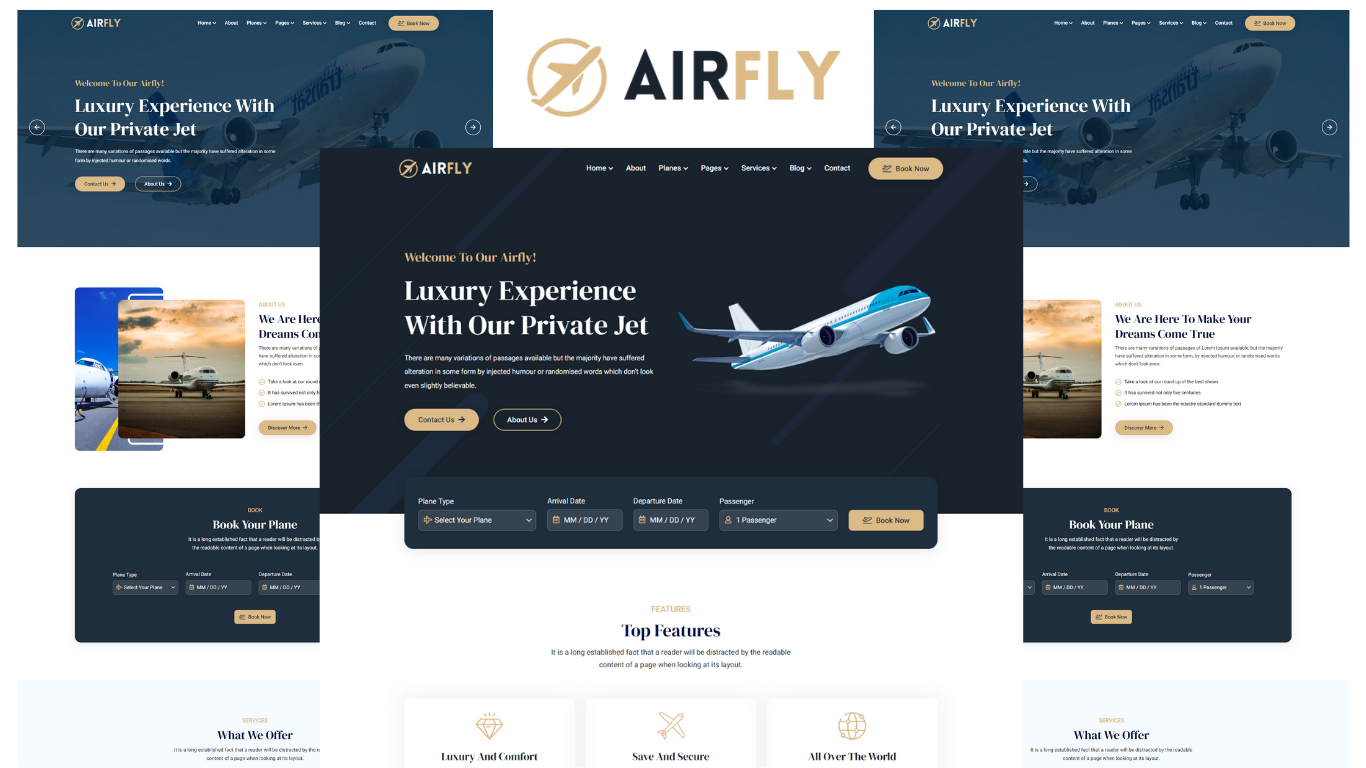 Airfly - Private Airlines Charters HTML5 Template