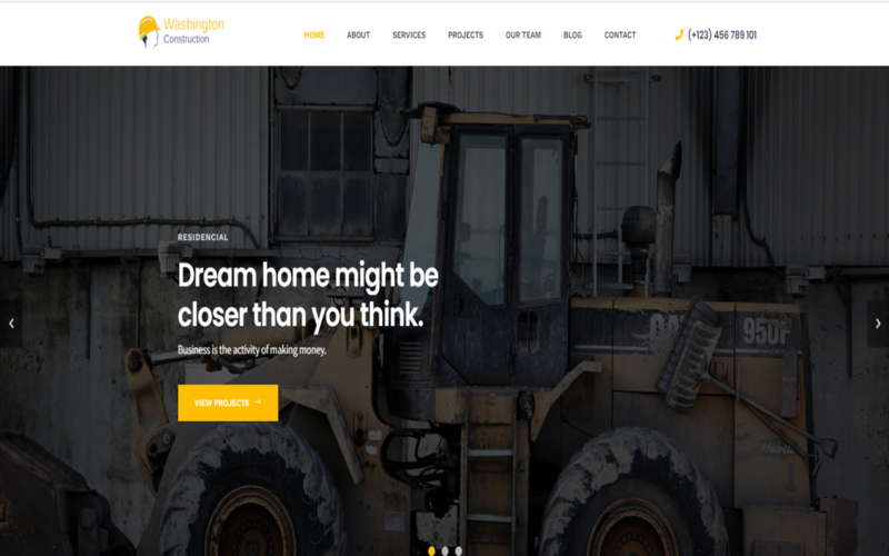 Washington Construction Building  Landing Page HTML Template