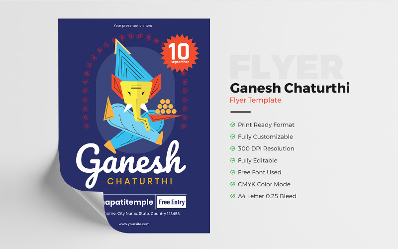 Creative Ganesh Chaturthi Flyer Template Corporate Identity