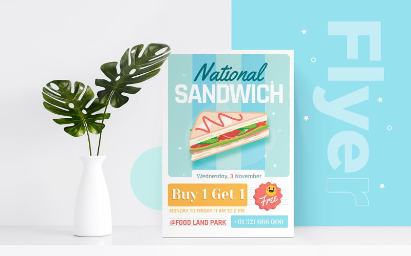 National Sandwich Day Flyer Template Corporate Identity