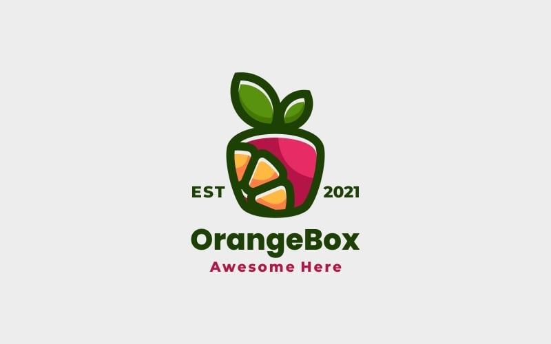 Orange Box Colorful Logo Style Logo Template