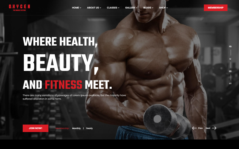 Oxygen - Gym Trainer & Yoga HTML5 Template Website Template