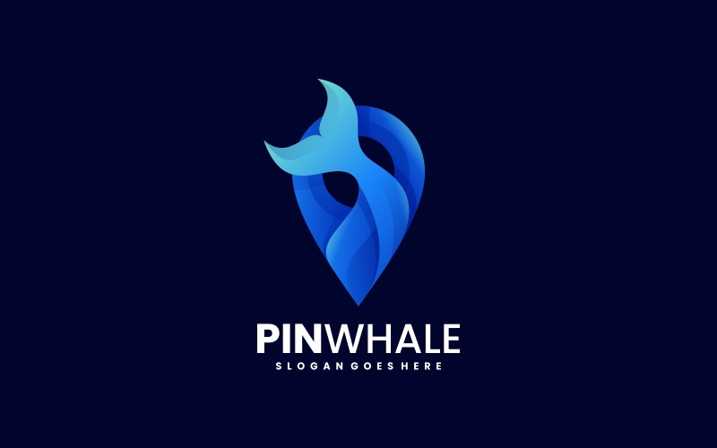 Pin Whale Gradient Logo Style Logo Template