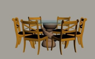 Chairs With Table 3D Model