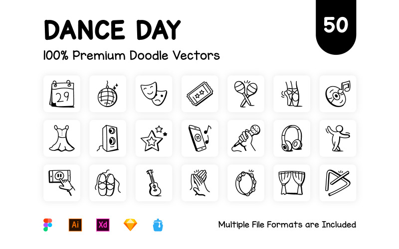 Dance Icons - 50 Dance Day Vector Icon Set