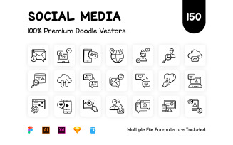 Hand Drawn Social Media Icons Set