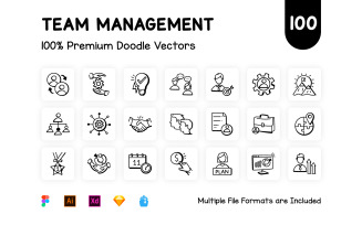 100 Management Team Icon Vectors