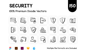 Set of Trendy Doodle Security Icons
