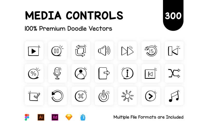 300 Trending Media Controls Icons Icon Set