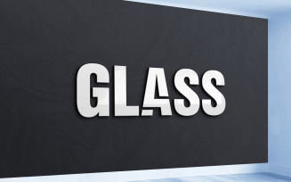 White Glass Logo Mockup on Company Wall