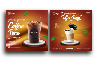 Coffee shop drink menu promotion instagram post banner template