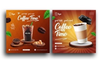 Coffee shop drink menu promotion social media post Instagram post banner template