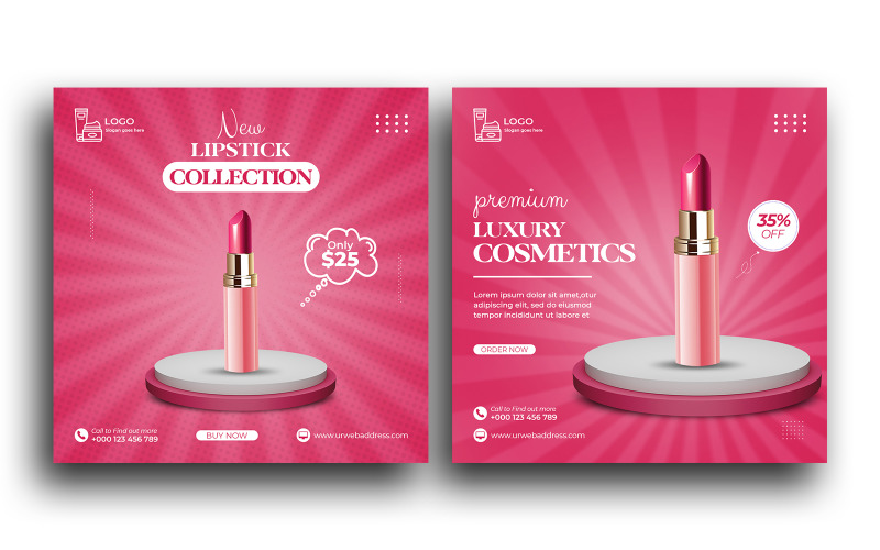 Cosmetics beauty products sale instagram post social media post banner template Social Media