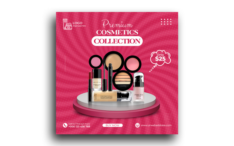 Cosmetics beauty products sale social media post instagram post template Social Media