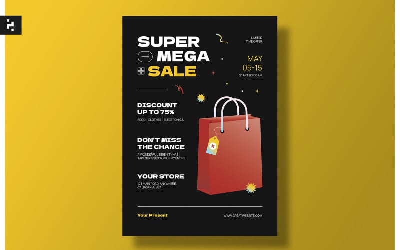 Super Mega Flash Sale Flyer Set Corporate Identity