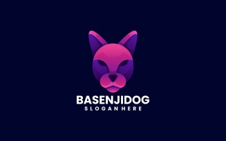 Basenji Dog Gradient Logo Style