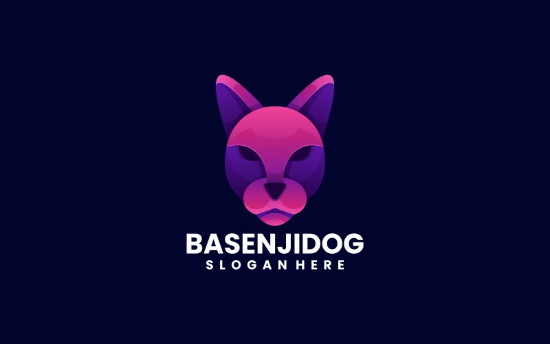 Basenji Dog Gradient Logo Style Logo Template