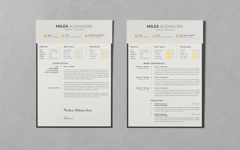 Clean Resume Curriculum Vitae CV Set Templates Corporate Identity