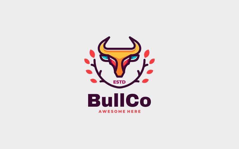 Bull Color Mascot Logo Style Logo Template