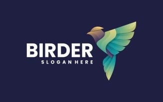 Flying Bird Color Gradient Logo Style