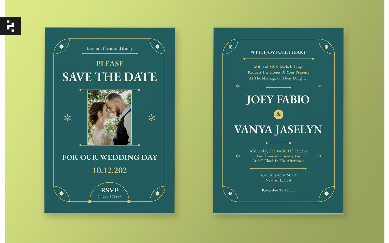 Green Simple Wedding Invitation Template Corporate Identity