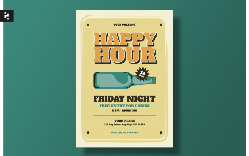 Happy Hour Promo Flyer Template Corporate Identity