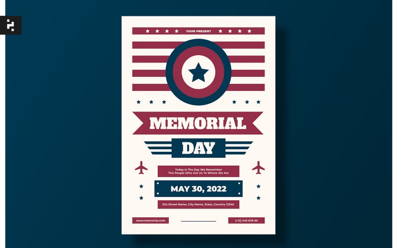 US Memorial Day Flyer Template Corporate Identity