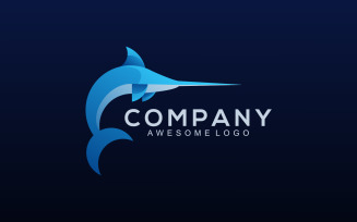 Logo Illustration Marlin Fish Gradient Colorful