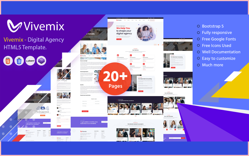 Vivemix - Digital Agency HTML Template Website Template