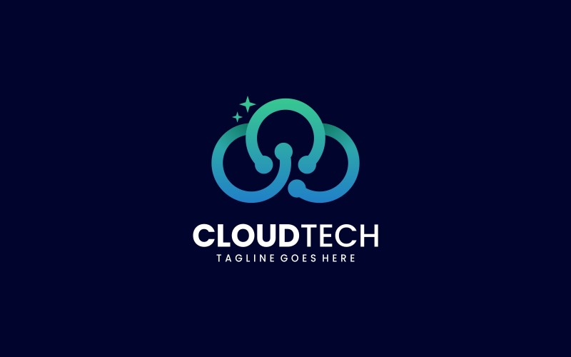 Cloud Tech Line Gradient Logo Style Logo Template